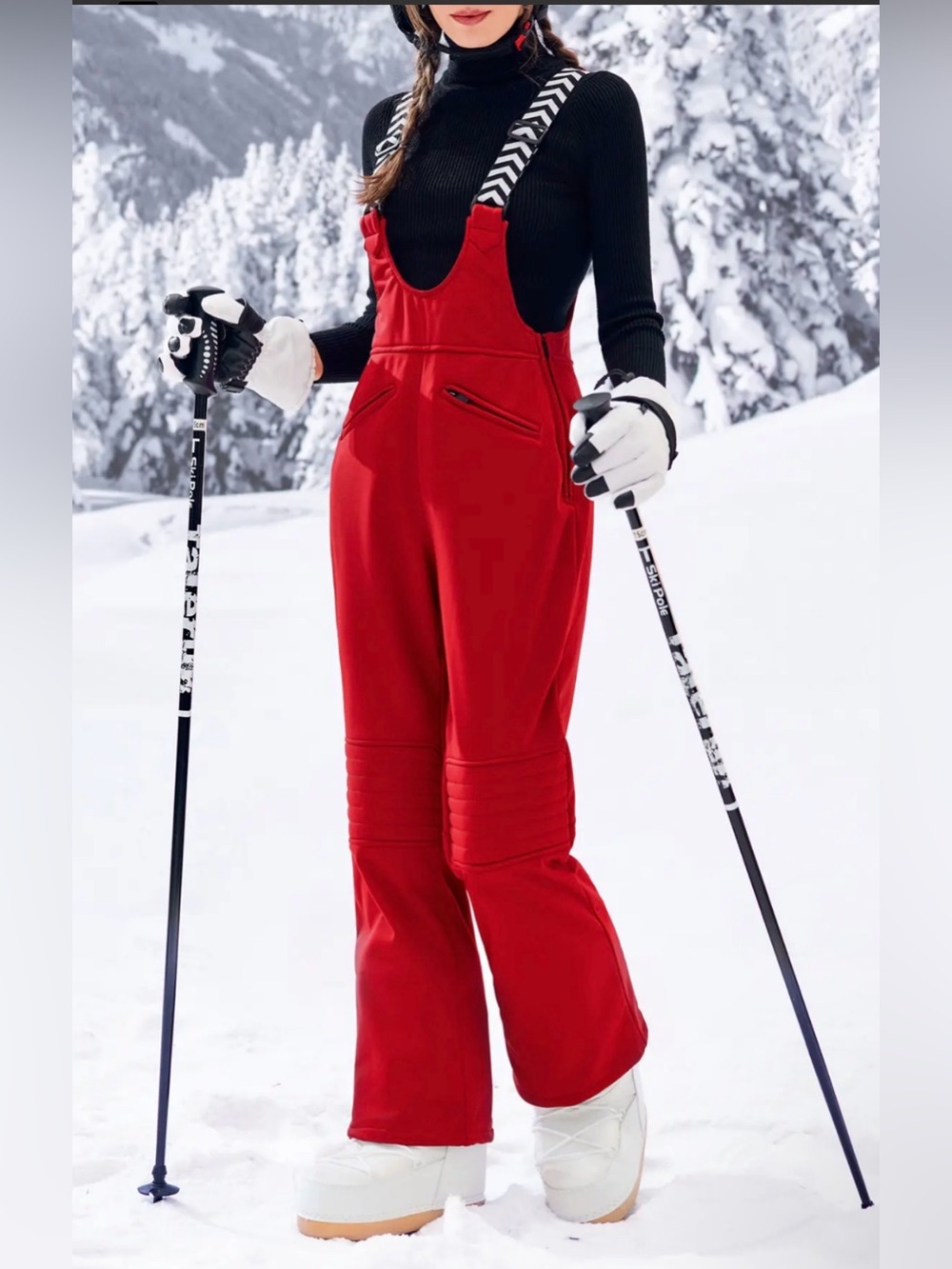 Red Women's Snow Ski Bib Overalls